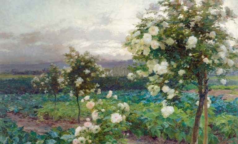 Olga Wisinger-Florian: Olga Wisinger-Florian, Summer‘s Evening (Roses in Full Splendor), 1896 © Leopold Private Collection, Vienna, Austria.
