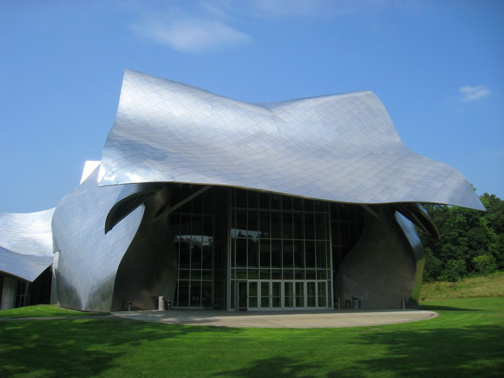 Frank Gehry: Frank Gehry, Richard B. Fisher Center for the Performing Arts, Annadale-on-Hudson, New York, NY, USA. Wikimedia Commons (public domain).
