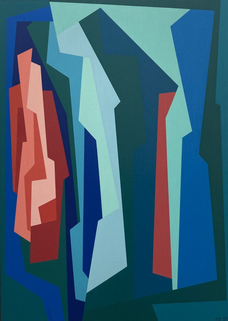 karl benjamin: Karl Benjamin, Red Pink with Blue-Green, 1959, Benton Museum of Art Pomona College, Claremont, CA, USA.
