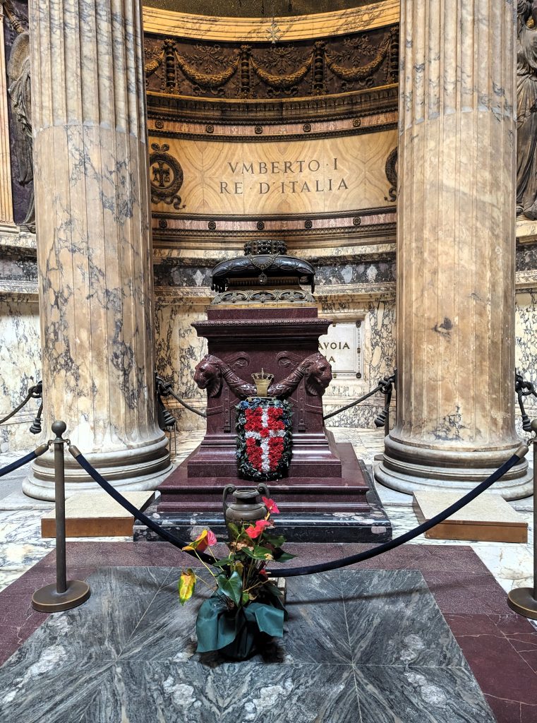 red porphyry: Sarcophagus in red porphyry at the Pantheon, Rome, Italy. Photograph by the author (September 2023).
