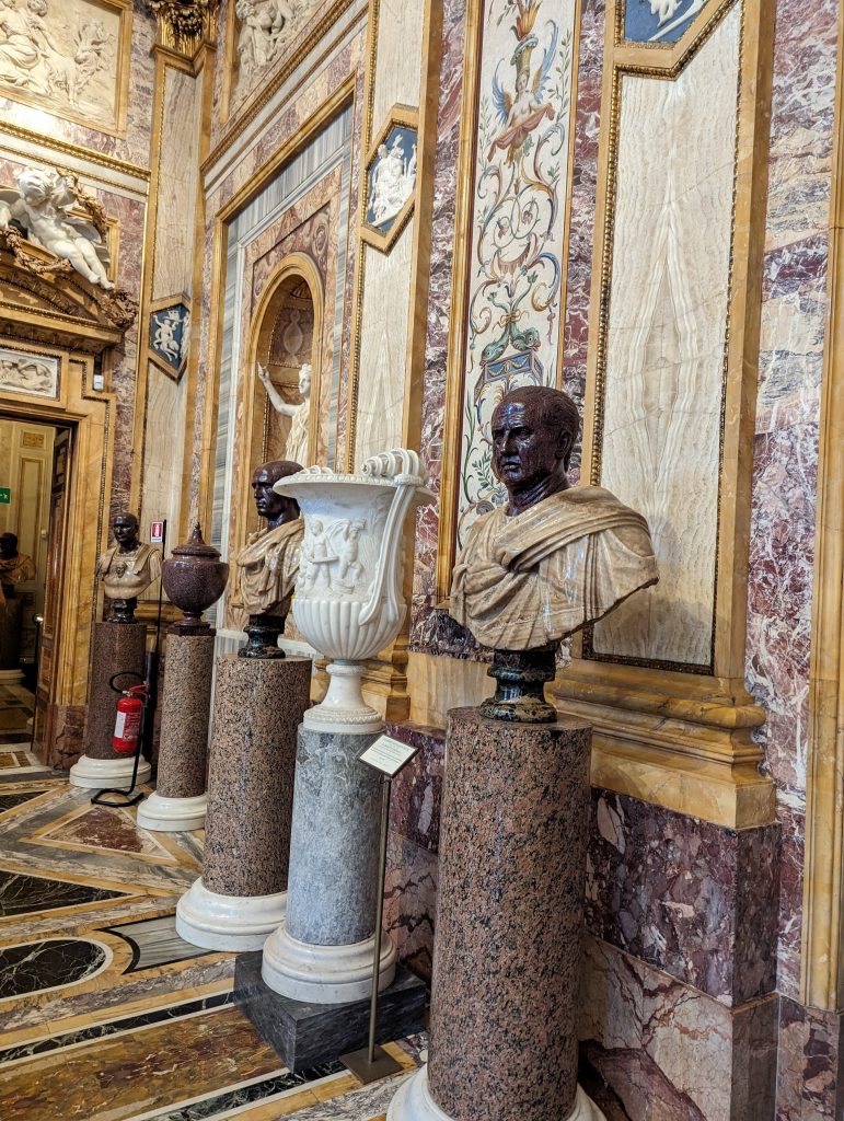 red porphyry: Busts in red porphyry at Galleria Borghese, Rome. Photograph by the author (September 2023).
