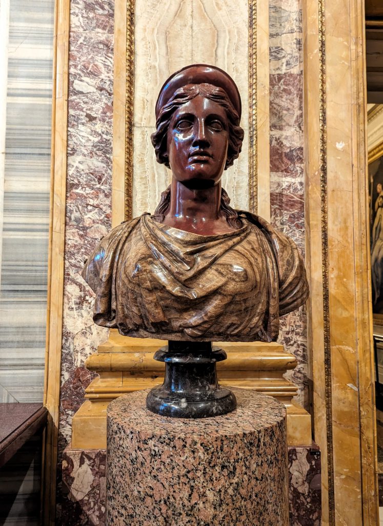 red porphyry: Bust of Juno at Galleria Borghese, Rome. Photograph by the author (September 2023).
