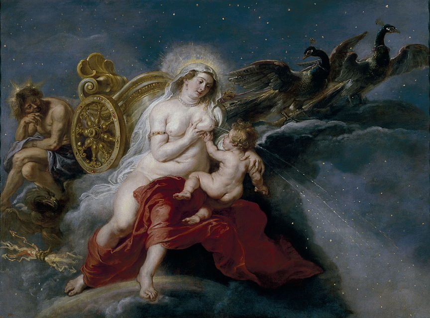 Rubens and women: Peter Paul Rubens, The Birth of the Milky Way, 1636-1637, Museo del Prado, Madrid, Spain.
