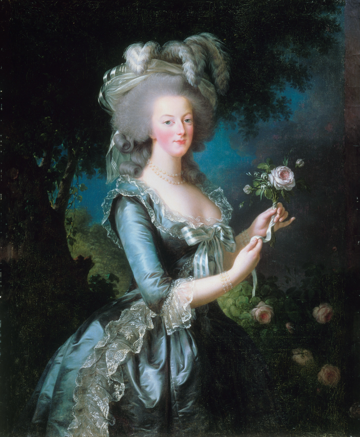 women artists postcards: Élisabeth Louise Vigée Le Brun, Marie Antoinette with a Rose, 1783, Palace of Versailles, Versailles, France.
