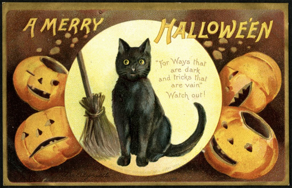 Victorian postcards: A Merry Halloween Card, 1900, Bettie La Barbe Postcard Collection, Charlestone Archive at Charleston County Public Library, Charleston, SC, USA.
