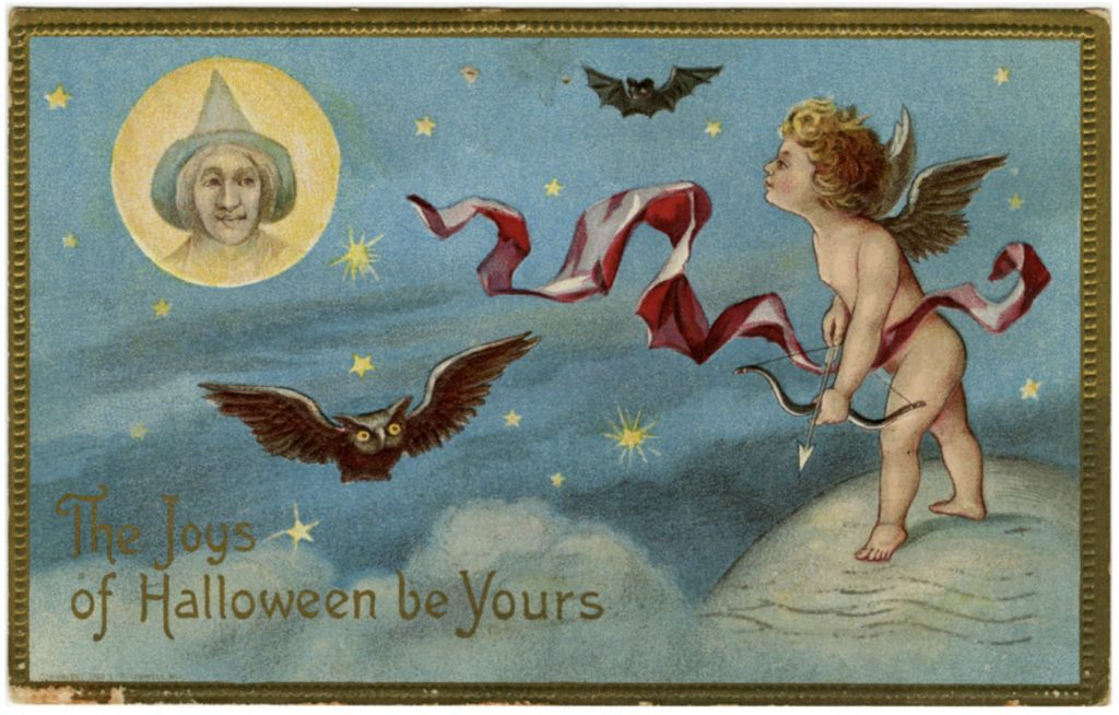 Victorian postcards: The Joys of Halloween Be Yours Card, William H. Hannon Library, Loyola Marymount University, Los Angeles, CA, USA.
