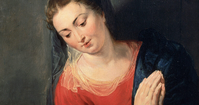 Rubens and women: Peter Paul Rubens, The Virgin in Adoration Before the Christ Child, c. 1615, The Snijders & Rockox House Museum, Antwerp, Belgium. Detail.
