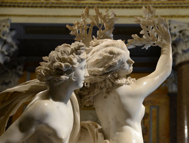 Bernini apollo and daphne: Gian Lorenzo Bernini, Apollo and Daphne, 1622–1625, Galleria Borghese, Rome, Italy. Photograph by Alvesgaspar via Wikimedia Commons (CC-BY-SA-4.0). De
