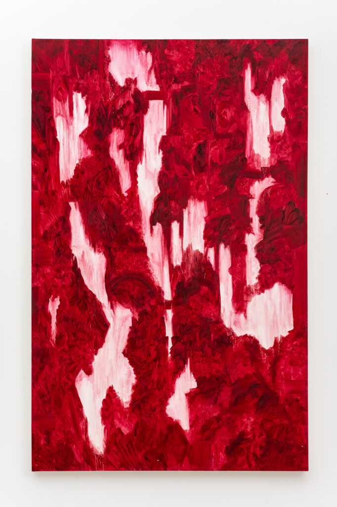 Freelands Painting Prize: Chloe Culley, Untitled (Red), 2022, oil on canvas, 245 × 157 cm. Courtesy the artist. Photo: Damian Griffiths.
