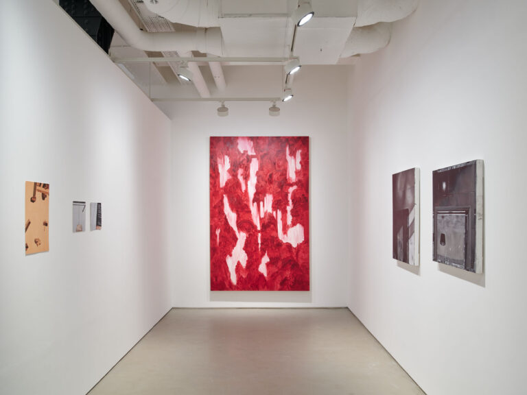 Freelands Painting Prize: Installation view of Freelands Painting Prize 2023 centring Chloe Culley, Untitled (Red), 2022. Courtesy the artist. Photo by Damian Griffiths.
