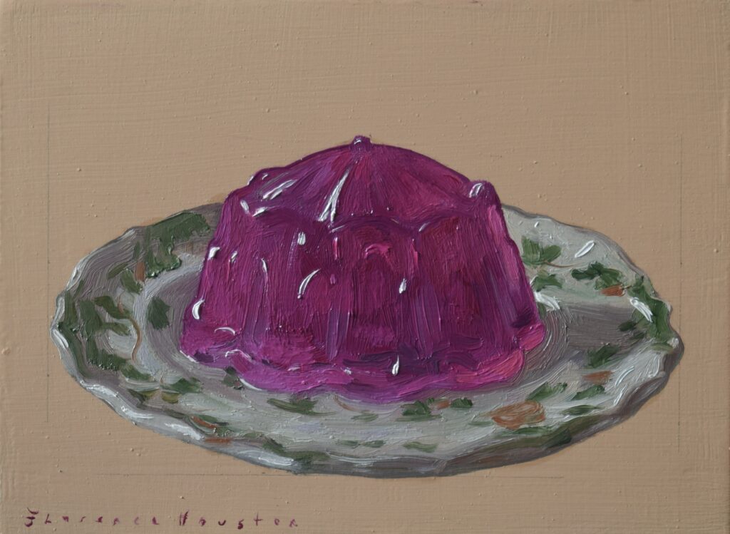 Florence Houston: Florence Houston, Miniature Blackcurrant, oil on canvas, 2023. Courtesy of the J/M Gallery, London.
