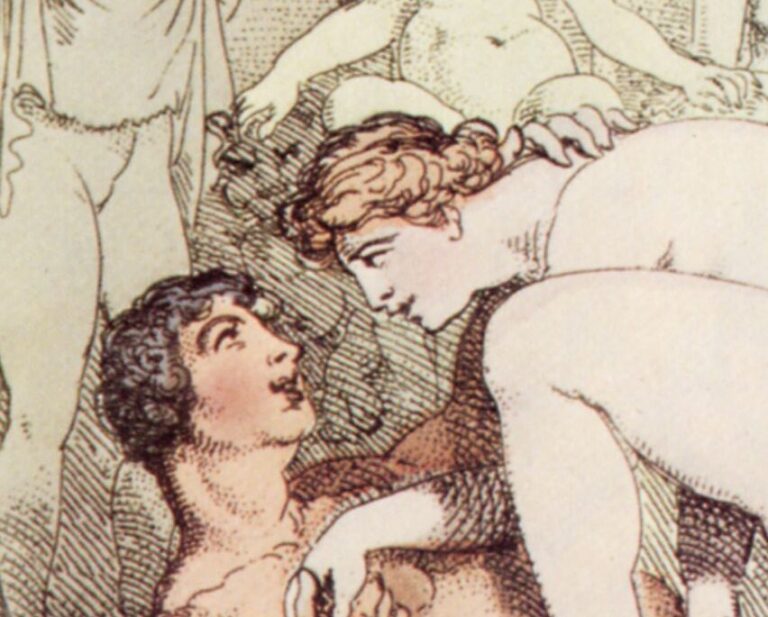 Victorian Erotica and Pornography: Thomas Rowlandson, Modern Pygmalion, c.1810, Victoria and Albert Museum, London, UK. Detail.
