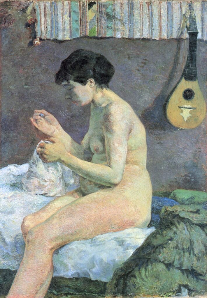 paul gauguin: Paul Gauguin, Study of a Nude, or Suzanne Sewing, 1880, Ny Carlsberg Glyptotek, Copenhagen, Denmark.
