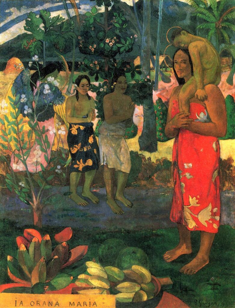 paul gauguin: Paul Gauguin, Ia Orana Maria, 1891, Metropolitan Museum of Art, New York City, NY, USA.
