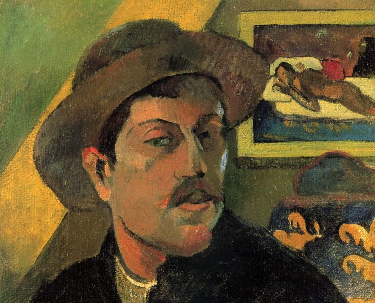 paul gauguin: Paul Gauguin, Self-Portrait in a Hat, 1893, Musée d’Orsay, Paris, France. Detail.

