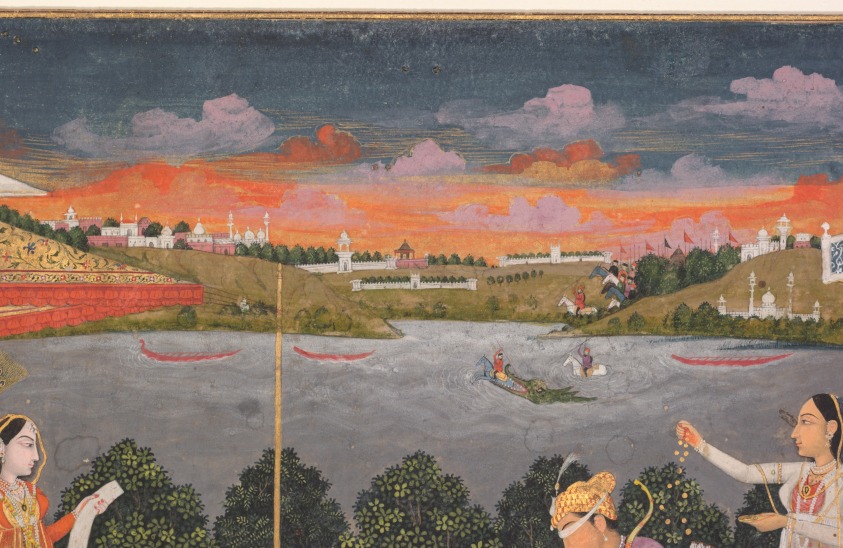 Fayzullah: Fayzullah, A blindfolded suitor is brought before a princess, ca. 1755, Cleveland Museum of Art, Cleveland, OH, USA. Detail of the river.
