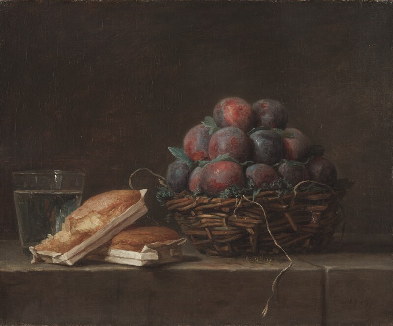 anne vallayer-coster: Anne Vallayer-Coster, Basket of Plums, c.1769, Cleveland Museum of Art, Cleveland, OH, USA
