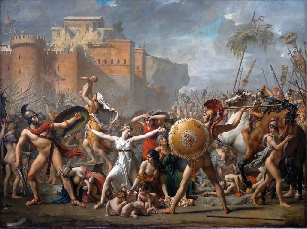 The Oath of the Horatii: Jacques-Louis David, The Intervention of the Sabine Women, 1799, Louvre, Paris, France.
