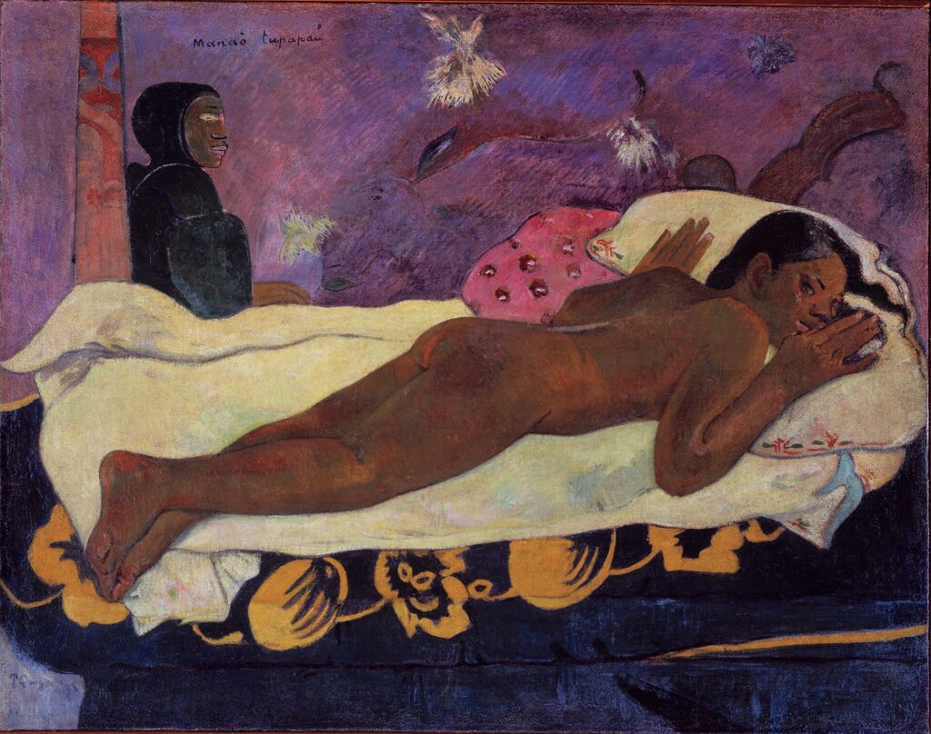 paul gauguin: Paul Gauguin, Spirit of the Dead Watching (Manao tupapau), 1892, Albright Knox Art Gallery, Buffalo, NY, USA.
