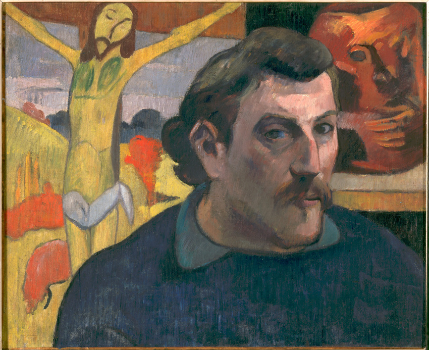 paul gauguin: Paul Gauguin, Self-Portrait with the Yellow Christ, 1890-1891, Musée d’Orsay, Paris, France.
