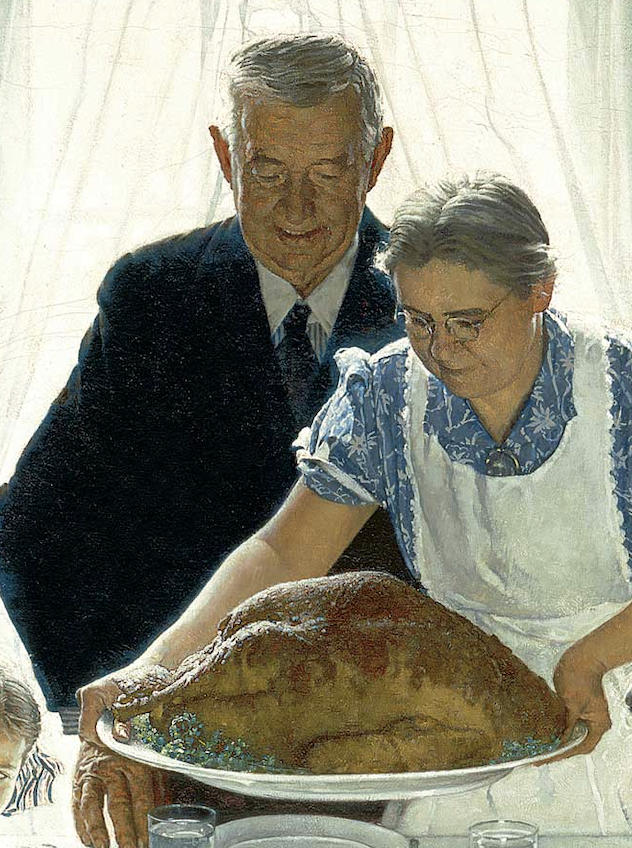 Norman Rockwell Thanksgiving: Norman Rockwell, Freedom from Want, 1942-1943, Norman Rockwell Museum, Stockbridge, MA, USA. Detail.
