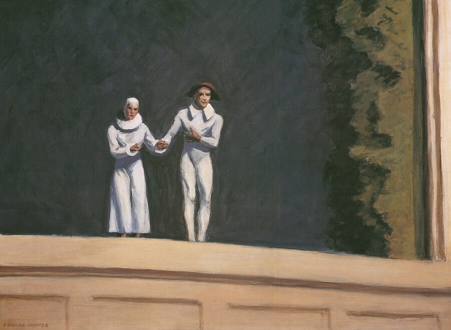 final painting: Edward Hopper, Two Comedians, 1965, private collection. Sotheby’s.
