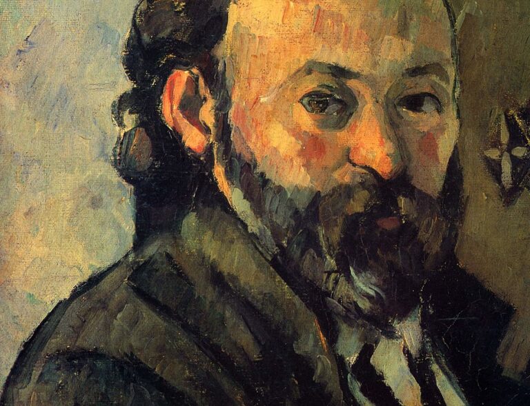 paul cézanne: Paul Cézanne, Self-Portrait with Olive-Colored Wallpaper, 1880–1881, The National Gallery, London, UK. Detail.
