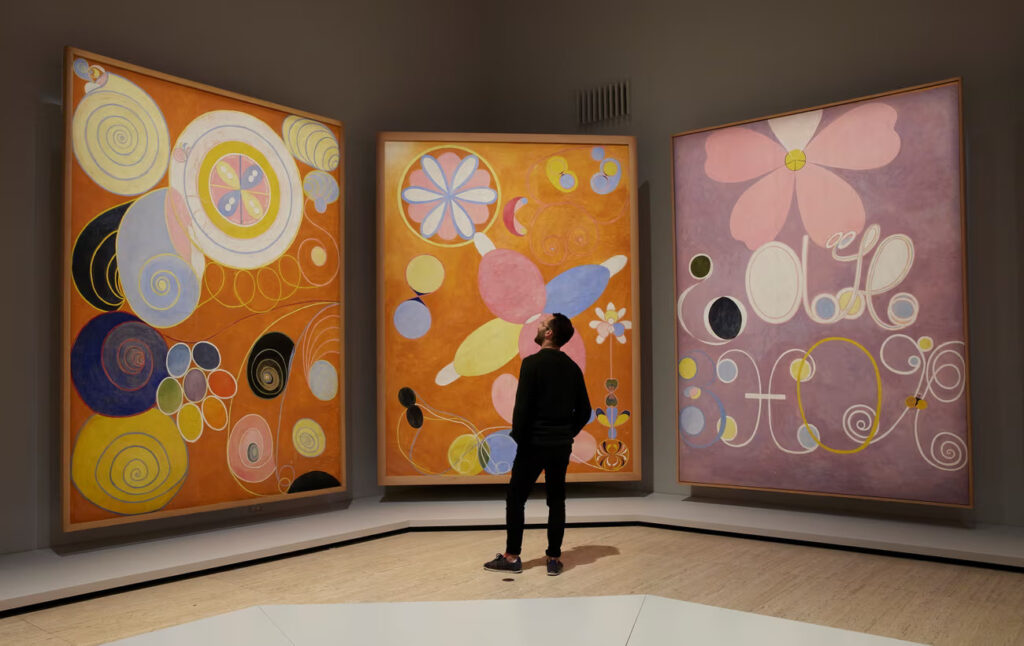The Ten Largest: Installation view on Hilma af Klint: The Secret Paintings exhibition at the Art Gallery of New South Wales. Photograph by Jenni Carter @AGNSW
