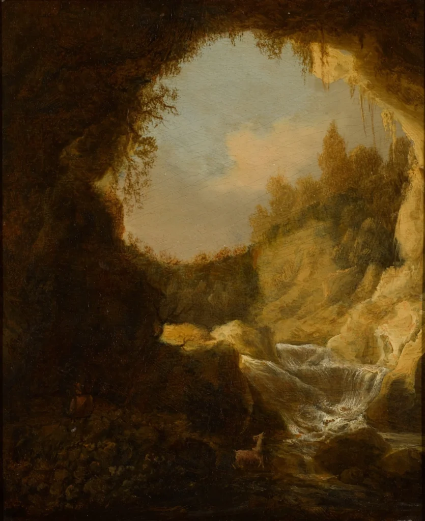 Dutch Golden Age Women: Attributed to Catharina van Knibbergen, c. 1630-1675, A Grotto with a Mountain Stream. Artnet.
