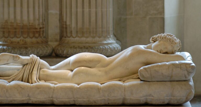 queer mythological characters: Sleeping Hermaphroditus, 2nd century, Musée du Louvre, Paris, France. Wikimedia Commons (public domain).
