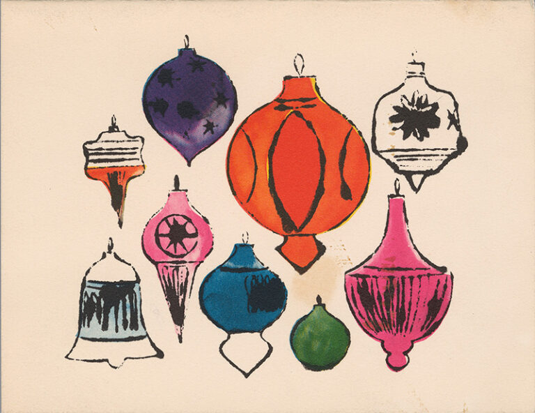 Christmas cards made by artists: Andy Warhol, Christmas Balls (Tree Ornaments), 1950s, © The Andy Warhol Foundation for the Visual Arts, Inc.
