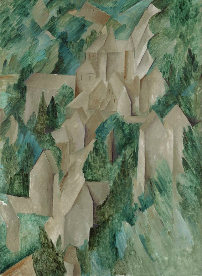 Georges Braque: Georges Braque, The Castle at Roche-Guyon, 1909, Moderna Museet, Stockholm, Sweden.

