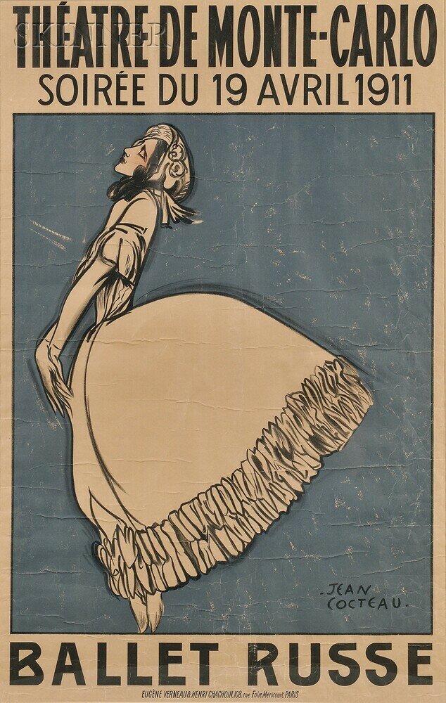 jean cocteau: Jean Cocteau, Poster for Ballet Russe, 1911. Pinterest.

