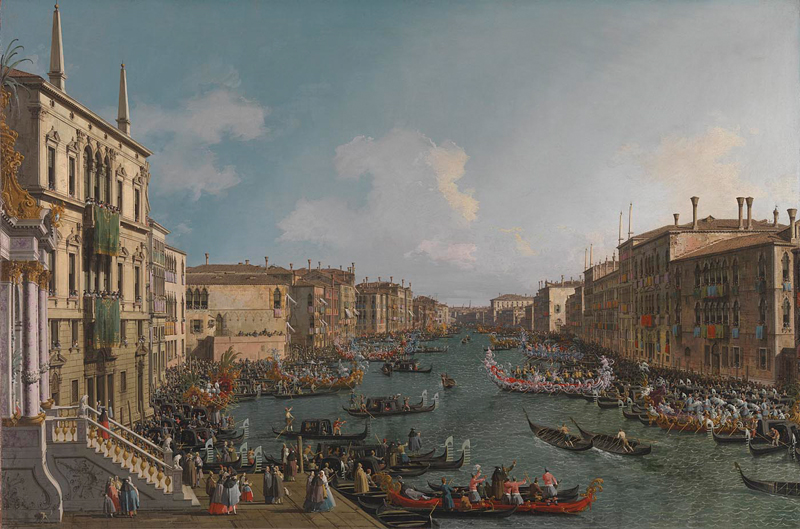 Rococo artists: Rococo Artists: Canaletto, A Regatta on the Grand Canal, 1740, National Gallery, London, UK.
