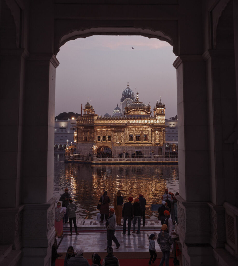 golden temple: View of the Golden Temple in Amritsar, India. Photograph by Rohan Monga in December 2023.
