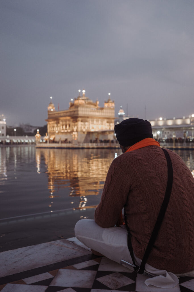 golden temple: View of the Golden Temple in Amritsar, India. Photograph by Rohan Monga in December 2023.
