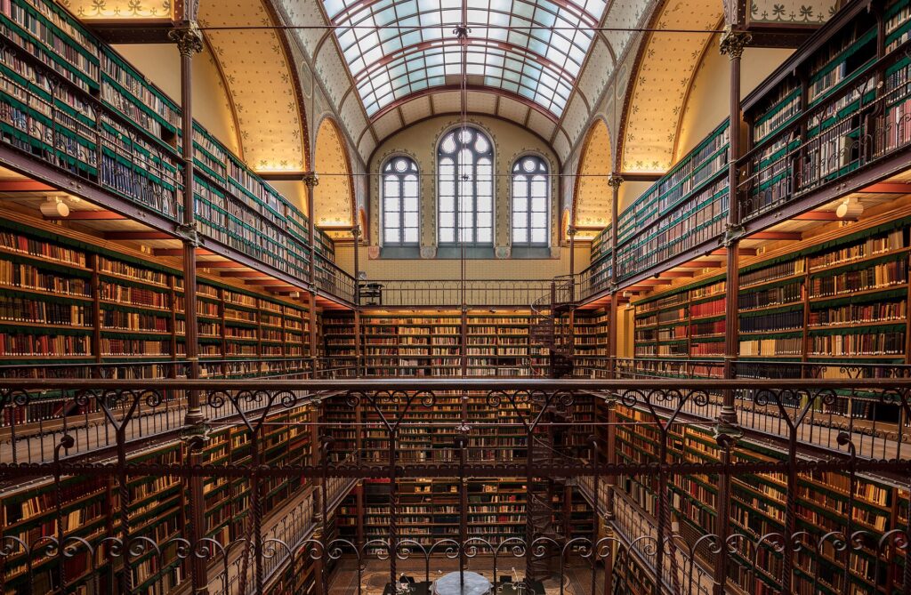 beautiful libraries: Pierre Cuypers, Library of the Rijksmuseum, 1886, Amsterdam, Netherlands. Photo by Michael D Beckwith via Wikimedia Commons (CC0).
