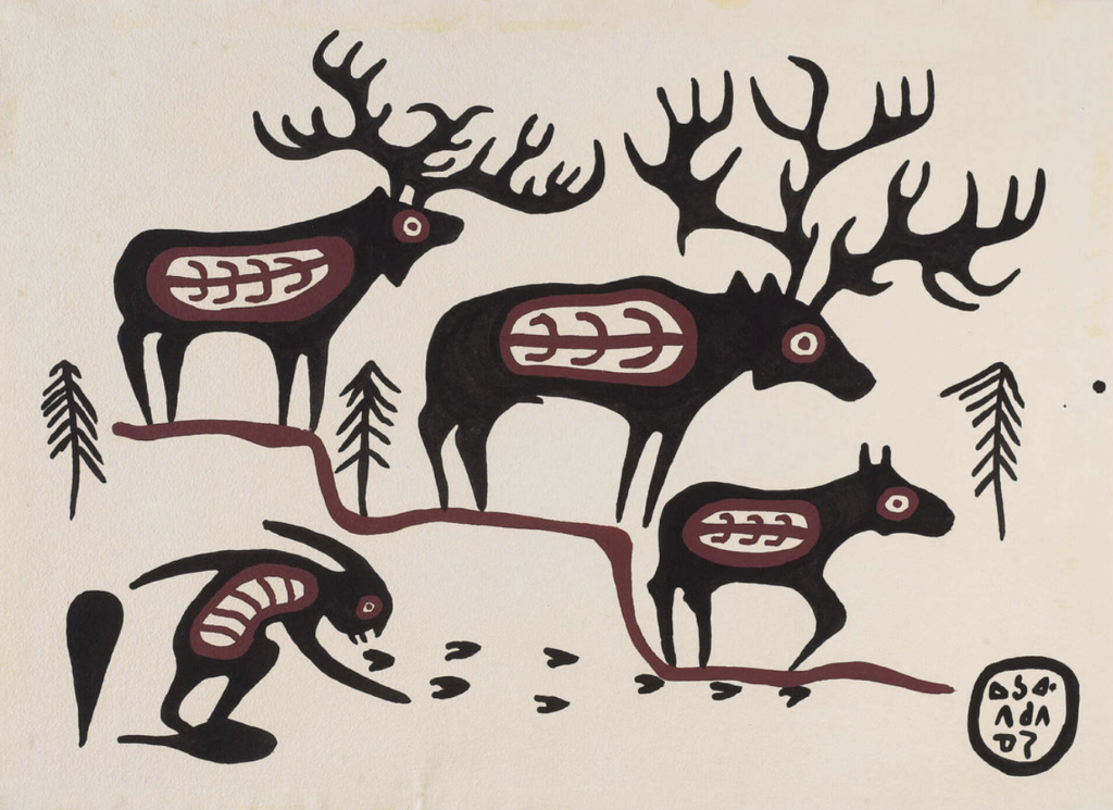 Norval Morrisseau: Norval Morrisseau, Moose Dream Legend 1962, Art Gallery of Ontario, Toronto, Canada.
