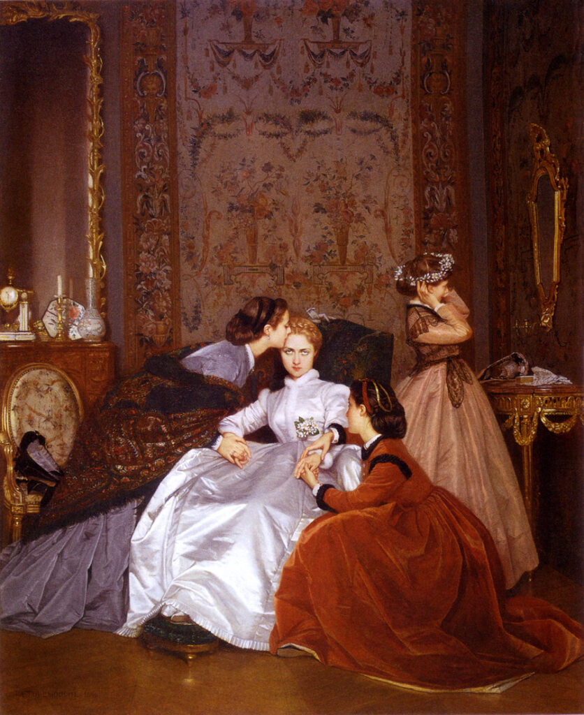 reluctant bride: Auguste Toulmouche, The Reluctant Bride, 1866, private collection. Wikimedia Commons (public domain).
