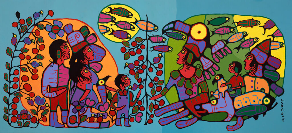 Norval Morrisseau: Norval Morrisseau, Observations of the Astral World, c. 1994
Acrylic on canvas, 236 x 514 cm
National Gallery of Canada, Ottawa
