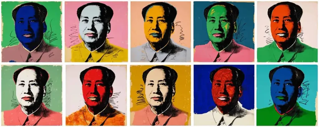 Censorship: Andy Warhol, Mao (complete set of 10 works), 1972. Artsy.
