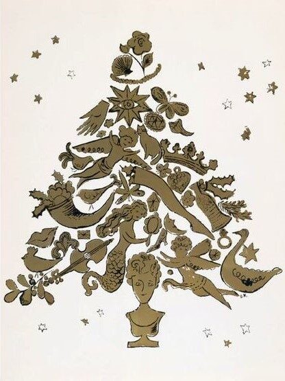 Christmas cards made by artists: Christmas Cards Made by Artists: Andy Warhol, Christmas Tree, 1957, lithography on wove paper, © The Andy Warhol Foundation for the Visual Arts, Inc.
