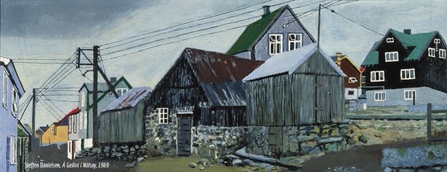 painters from Faroe Islands: Steffan Danielsen, Á Geilini í Nólsoy, 1969. Nordatlantens Brygge.
