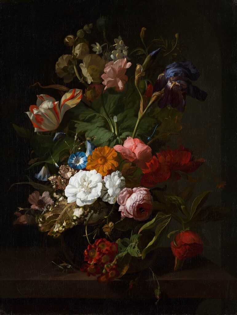 Dutch Golden Age Women: Rachel Ruysch, Vase with Flowers, 1700, Mauritshuis, The Hague, Netherlands.
