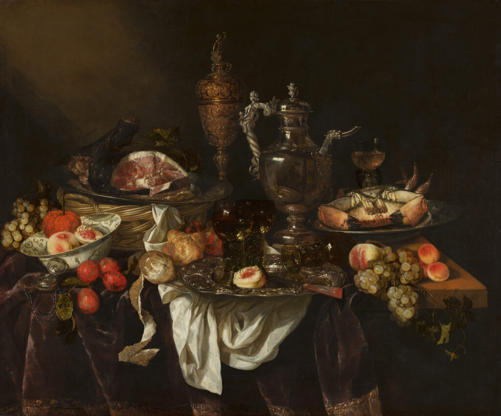art in saltburn: Abraham van Beyeren, Banquet Still Life, 1655, Mauritshuis, The Hague, Netherlands.
