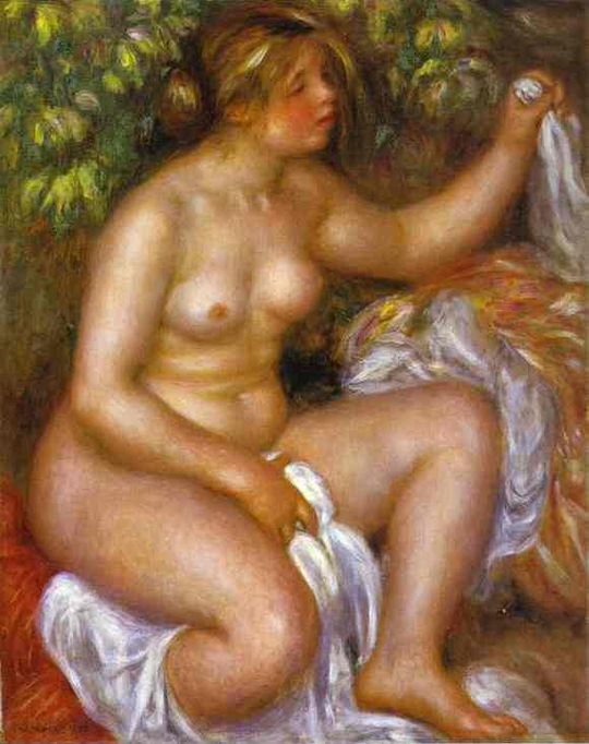 Pierre-Auguste Renoir: Pierre-Auguste Renoir, After the Bath, 1910, The Barnes Foundation, Philadelphia, PA, USA.
