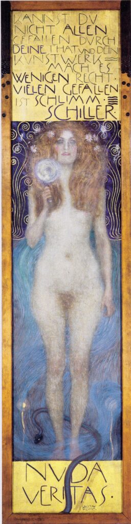 gustav klimt: Gustav Klimt, Nuda Veritas, 1899, Österreichische Nationalbibliothek, Vienna, Austria.

