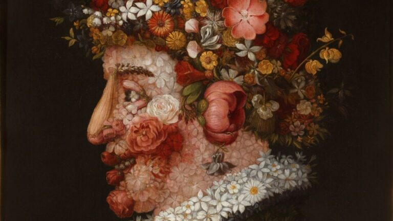 Arcimboldo seasons: Giuseppe Arcimboldo, Spring, 1563, Museo de la Real Academia de San Fernando, Madrid, Spain. Detail.
