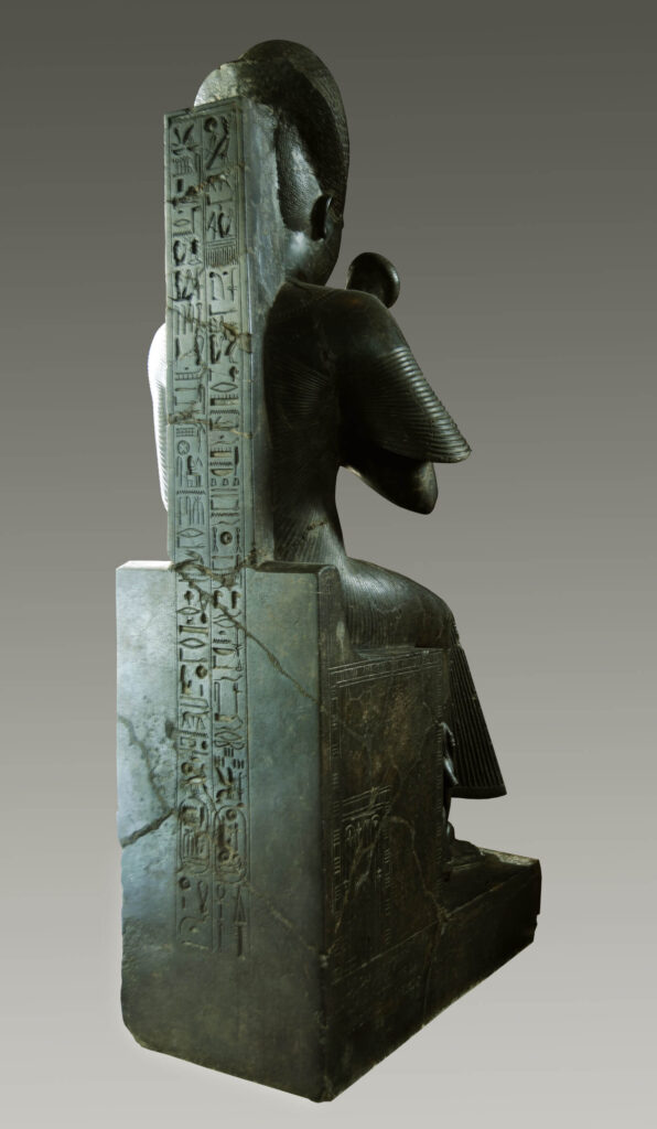 Ramesses II statue: Ramesses II, New Kingdom, 19th Dynasty, 1279–1254 BCE, granodiorite, Temple of Amun, Karnak Temple Complex, Thebes (Luxor), Egypt, Museo Egizio, Turin, Italy.
