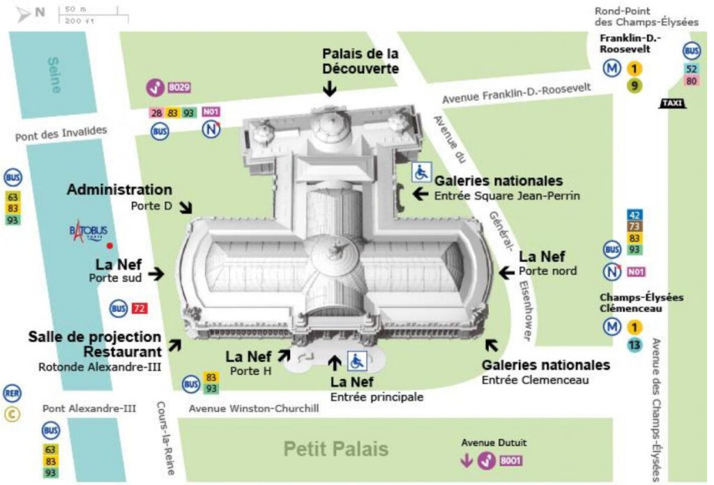 Paris 2024: Map of the Grand Palais, Paris, France. Screenshot via Map-of-paris.com.
